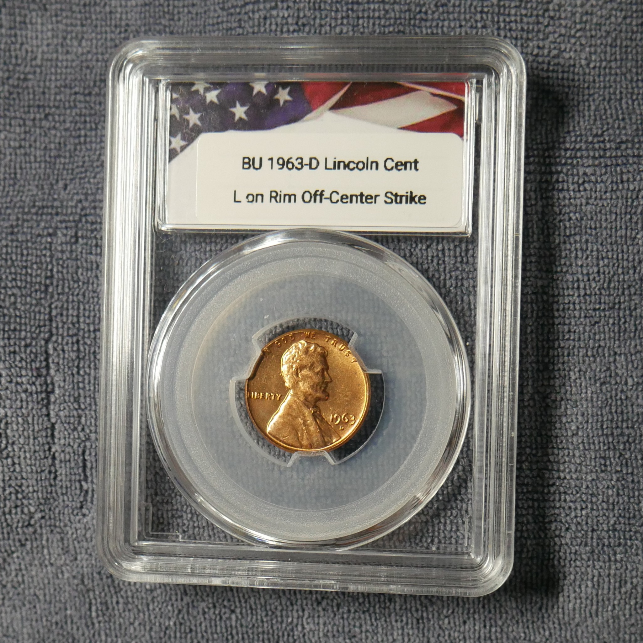 BU 1963-D Lincoln Cent - Off-Center Strike - Image 4